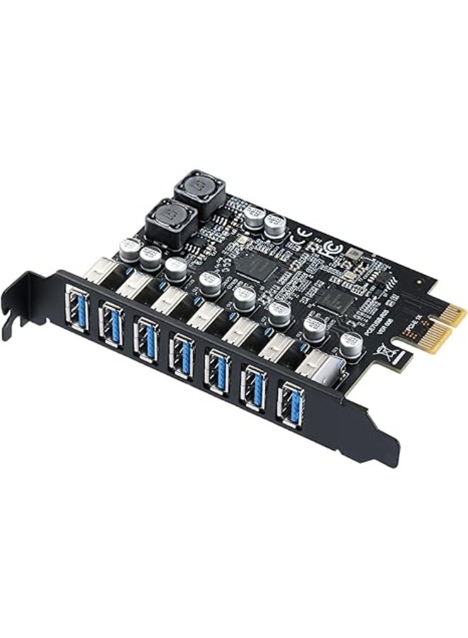 7-Port USB 3.0 PCIe Expansion Card – 5Gbps SuperSpeed, PCI Express to USB Hub for Desktop PC - Image 1